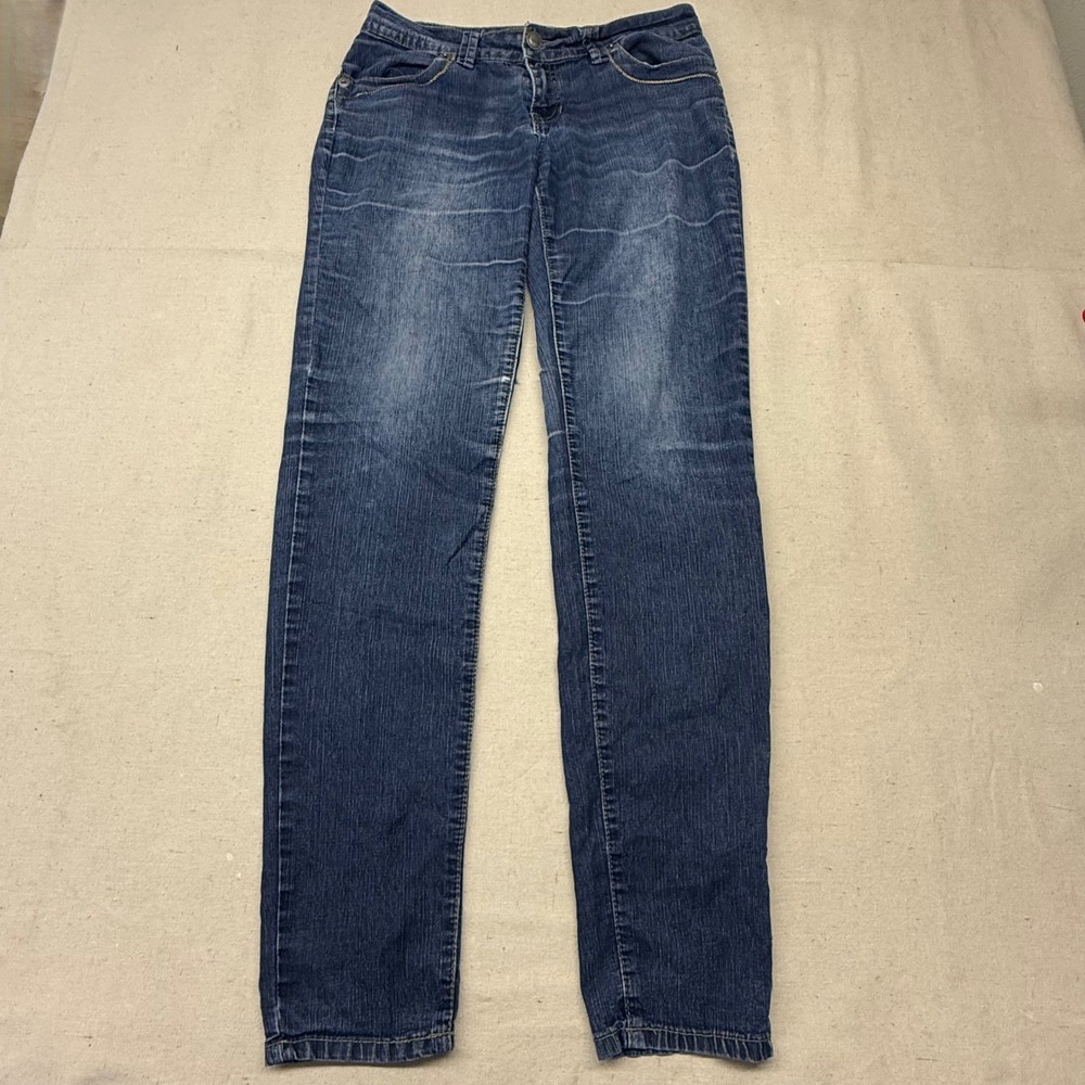 Risque Red Denim Company Womens Slim Straight Jeans Blue Medium Wash Size 7/8